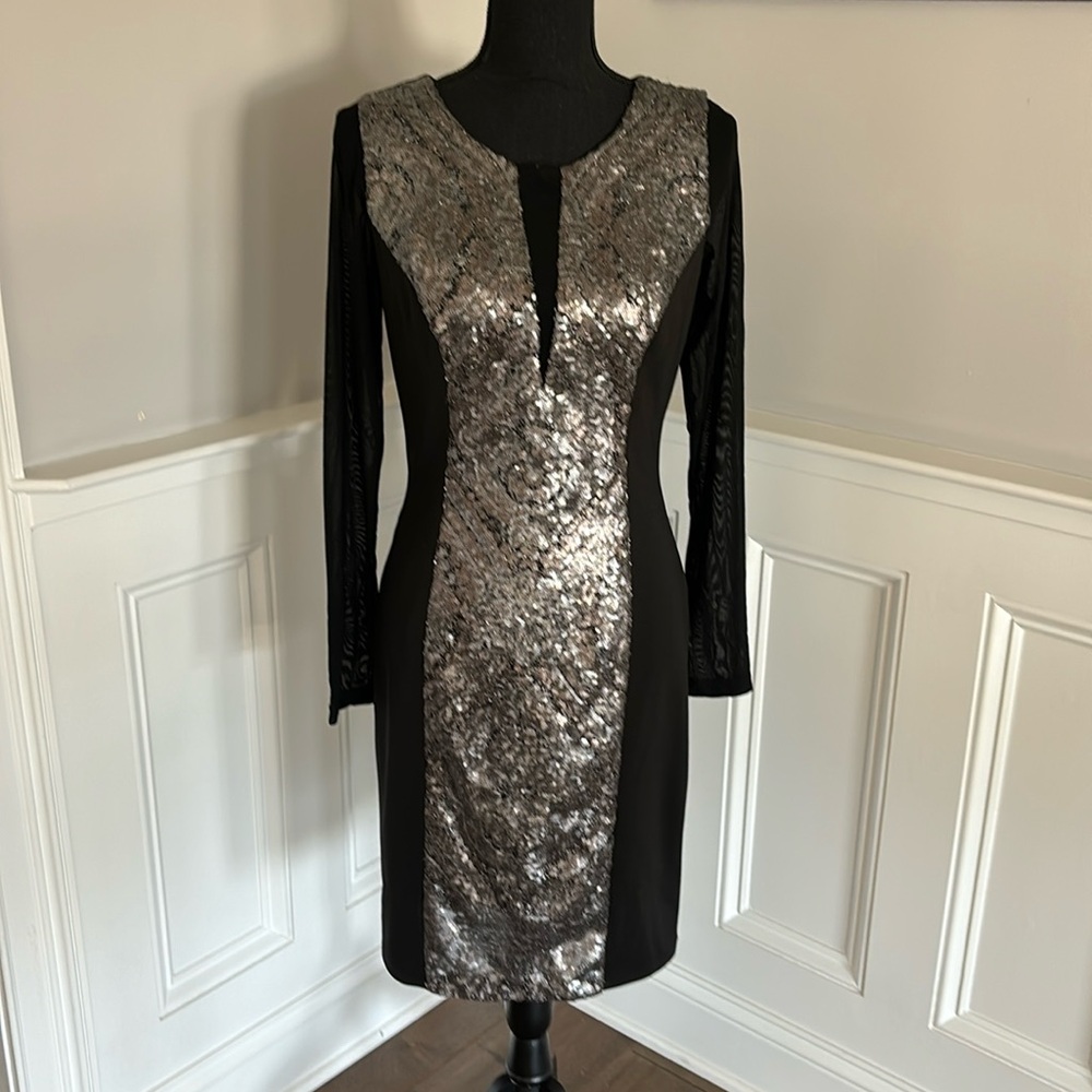Alberto Makali long sleeve dress with sequins, size M, worn once.